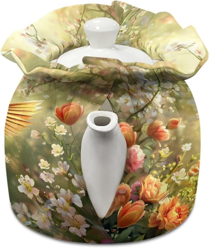 Fonplted Cute Hummingbird Tea Cozy Kettle Cover | Dome Shaped Large Teapot Cozy | Handmade & Strong Fabric Materials | Great Gift for Tea Lover - Image 2